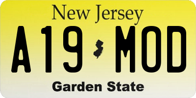 NJ license plate A19MOD