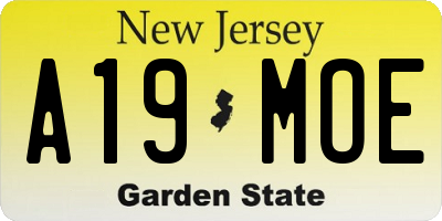 NJ license plate A19MOE