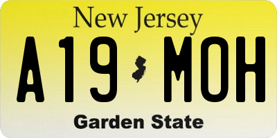 NJ license plate A19MOH