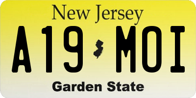 NJ license plate A19MOI