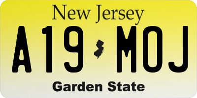 NJ license plate A19MOJ