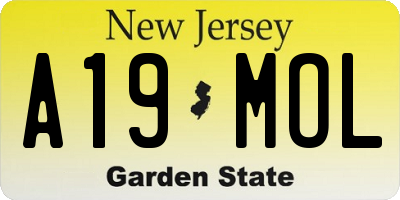 NJ license plate A19MOL