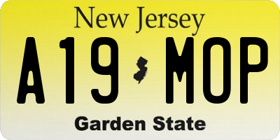 NJ license plate A19MOP