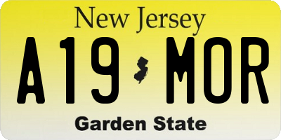 NJ license plate A19MOR