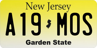 NJ license plate A19MOS