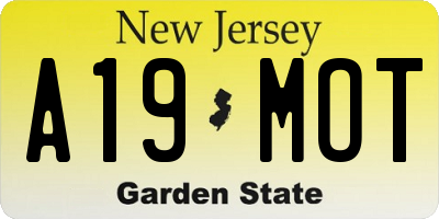 NJ license plate A19MOT