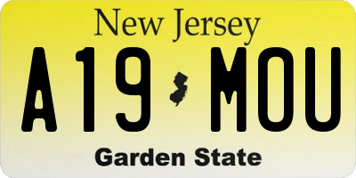 NJ license plate A19MOU