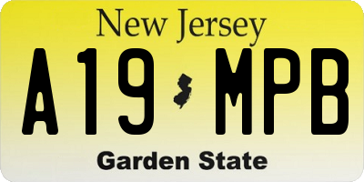 NJ license plate A19MPB