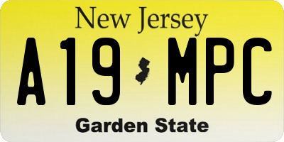NJ license plate A19MPC