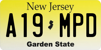 NJ license plate A19MPD