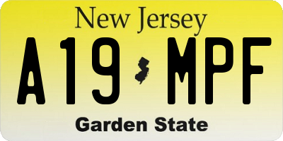 NJ license plate A19MPF