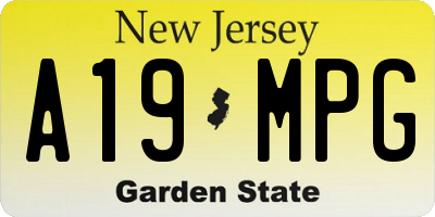 NJ license plate A19MPG