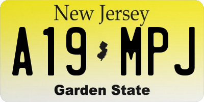 NJ license plate A19MPJ