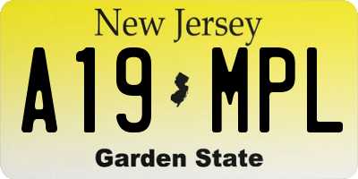 NJ license plate A19MPL