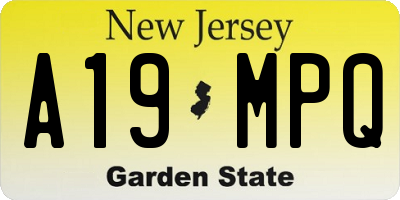 NJ license plate A19MPQ