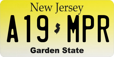 NJ license plate A19MPR