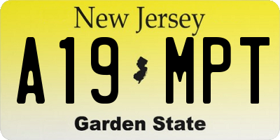 NJ license plate A19MPT
