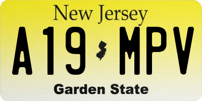 NJ license plate A19MPV