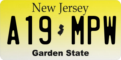 NJ license plate A19MPW