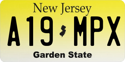 NJ license plate A19MPX