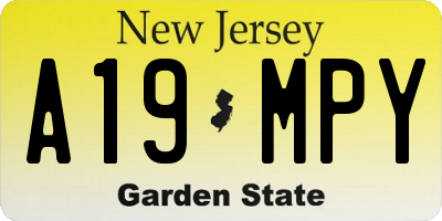 NJ license plate A19MPY