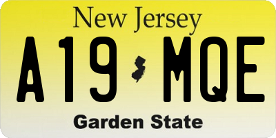 NJ license plate A19MQE