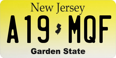 NJ license plate A19MQF