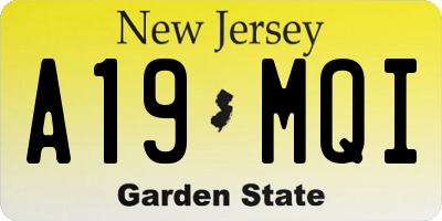 NJ license plate A19MQI