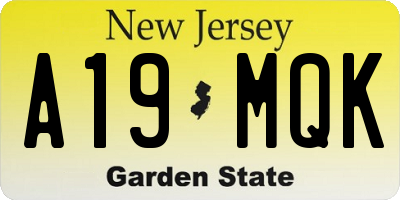 NJ license plate A19MQK