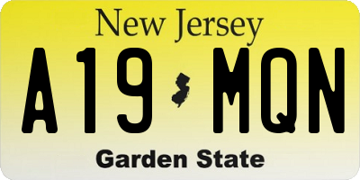 NJ license plate A19MQN