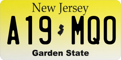 NJ license plate A19MQO