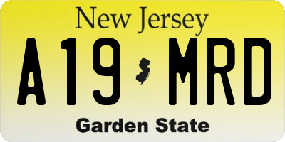 NJ license plate A19MRD