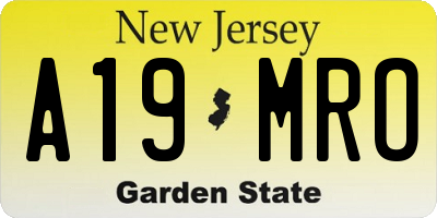 NJ license plate A19MRO