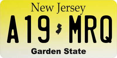 NJ license plate A19MRQ