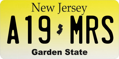 NJ license plate A19MRS