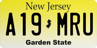 NJ license plate A19MRU