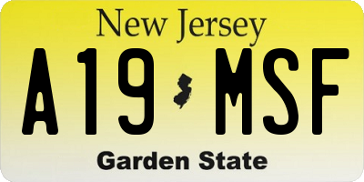 NJ license plate A19MSF