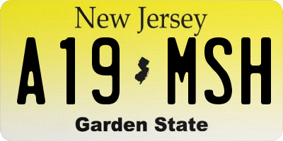 NJ license plate A19MSH