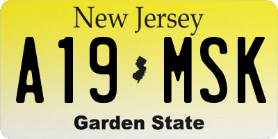 NJ license plate A19MSK