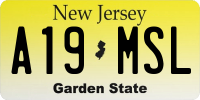 NJ license plate A19MSL