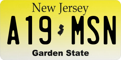 NJ license plate A19MSN