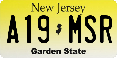 NJ license plate A19MSR