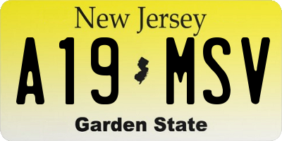 NJ license plate A19MSV