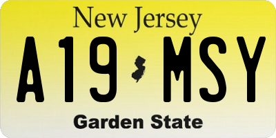 NJ license plate A19MSY