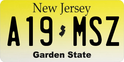 NJ license plate A19MSZ