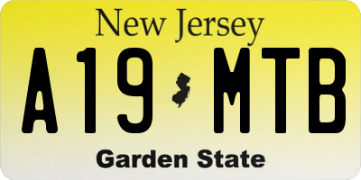 NJ license plate A19MTB