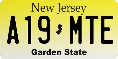 NJ license plate A19MTE