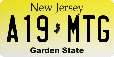 NJ license plate A19MTG
