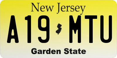 NJ license plate A19MTU