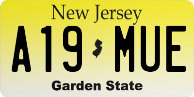 NJ license plate A19MUE